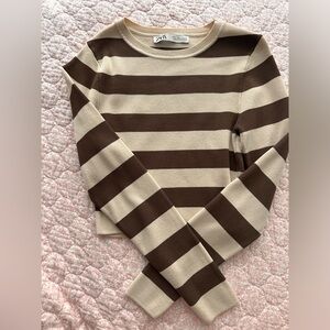 ZARA Brown and Creme Long Sleeve
